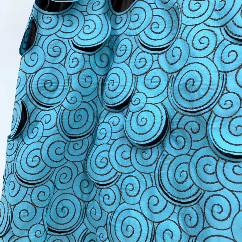 Sevier Skirts custom skirt, aqua and brown swirls with cutouts - Picture 7 of 8